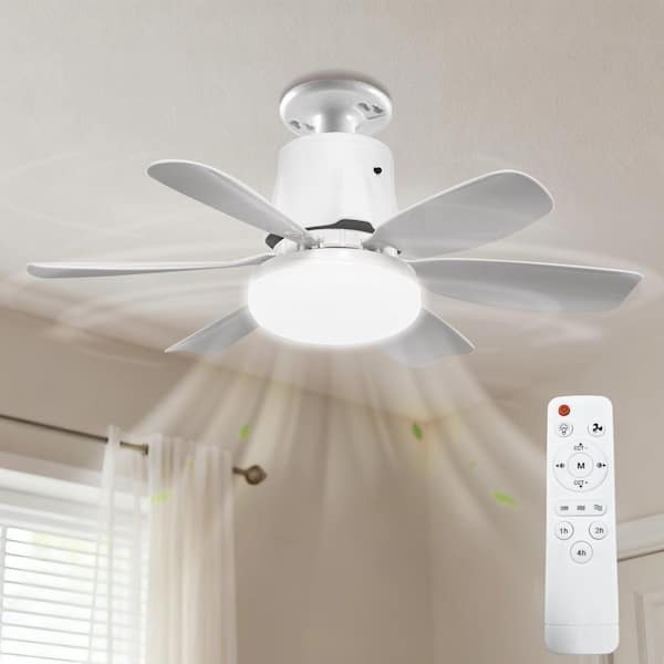 18.5 in. Indoor 5 Blades White Ceiling Fan with LED Light, Dimmable 3-Speed Flush Mount for Bedroom and Living Room