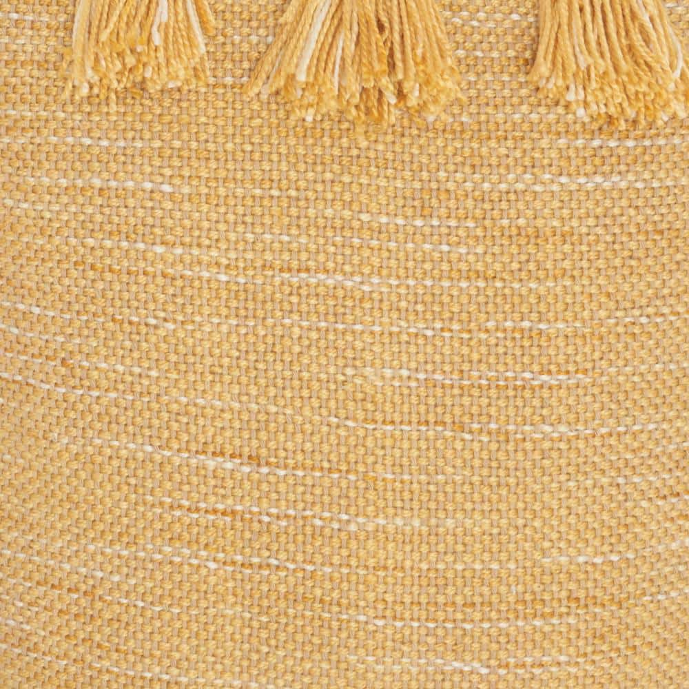 Mustard Yellow Textured Lumbar Pillow with Tassels 13" x 33"