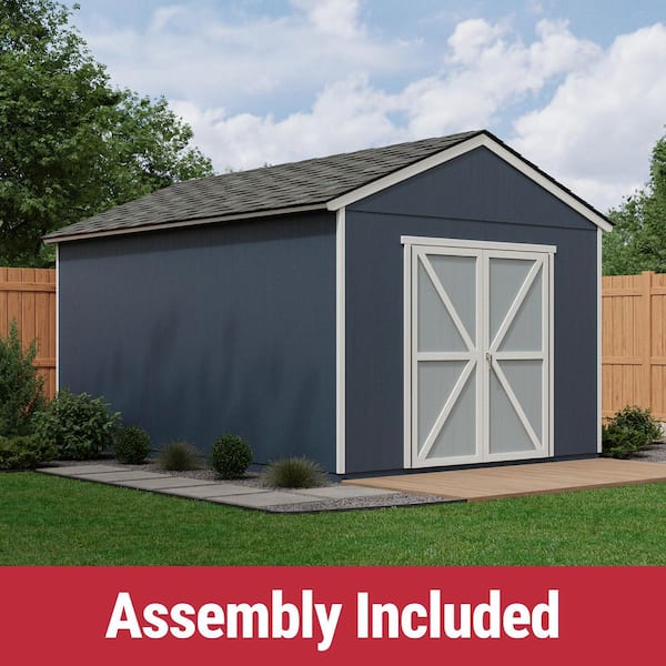 Assembly Included Rookwood 10 ft. W x 16 ft. D Wood Shed w/ Floor-Outdoor Storage w/ Black Shingles (160 sq. ft.)