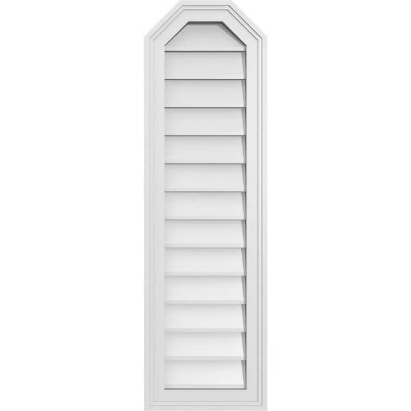 Ekena Millwork 12 in. x 40 in. Octagonal Top Surface Mount PVC Gable Vent: Decorative with Brickmould Frame