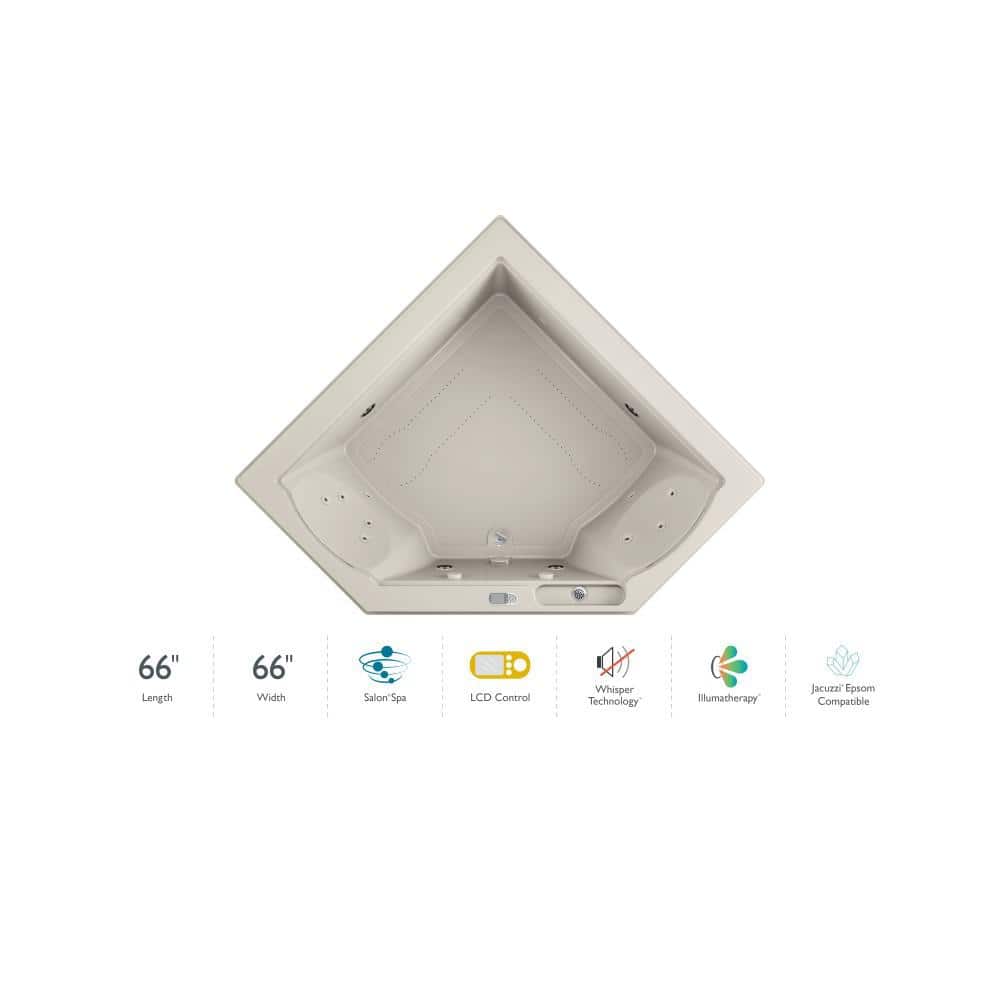 Oyster Acrylic Corner Whirlpool Bathtub with Electronic Controls