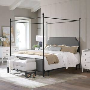 McArthur Black King Headboard and Footboard Canopy Bed with Frame
