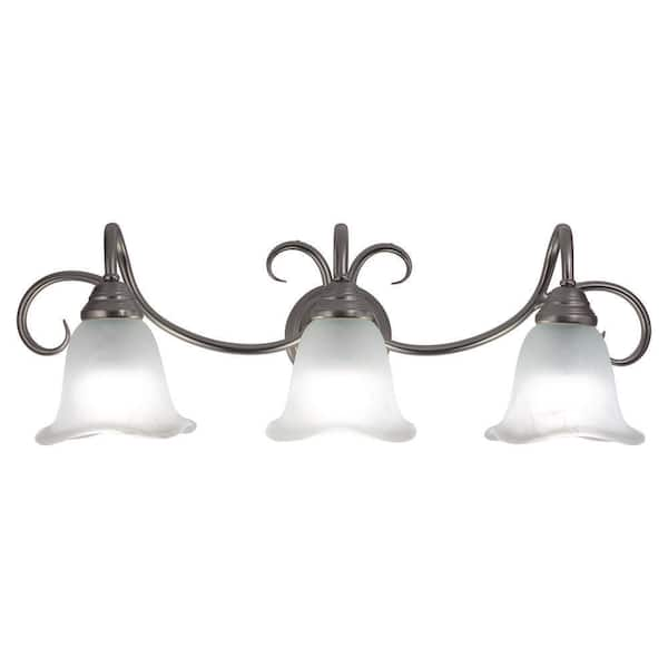 VAXCEL Bella 28.25 in. W 3-Light Brushed Nickel Bathroom Vanity Light Fixture