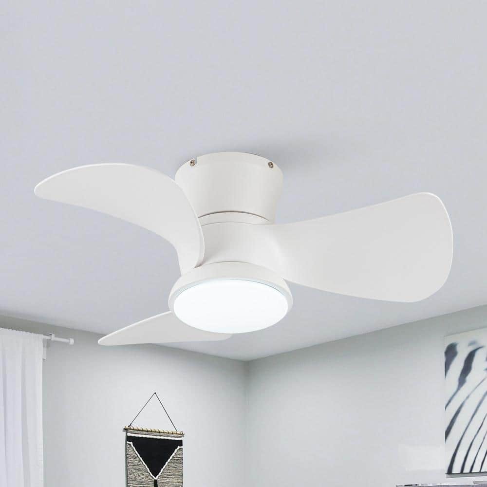 matrix decor 31 in. Indoor White Flush Mount Ceiling Fan with Integrated  LED, DC Motor and Remote MD-F6372110V - The Home Depot