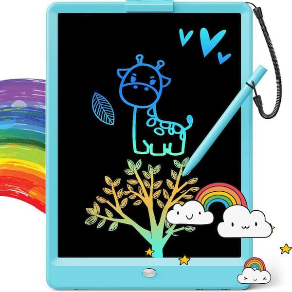 10 in. LCD Writing Tablet Doodle Board Colorful Drawing Tablet Writing Pad in Blue for 3 4 5 6 7 8 Year Old Girls Boys