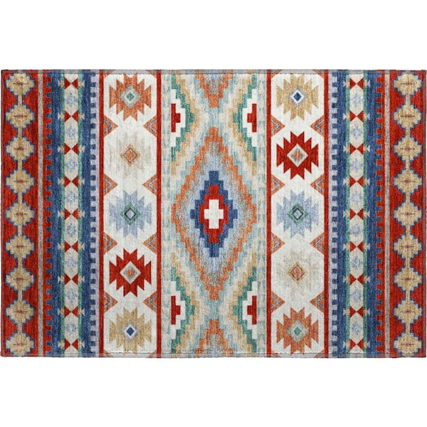 Mayfield Premium Machine Washable Abstract AMF2539 Red 3 ft. x 4 ft. Area Rug