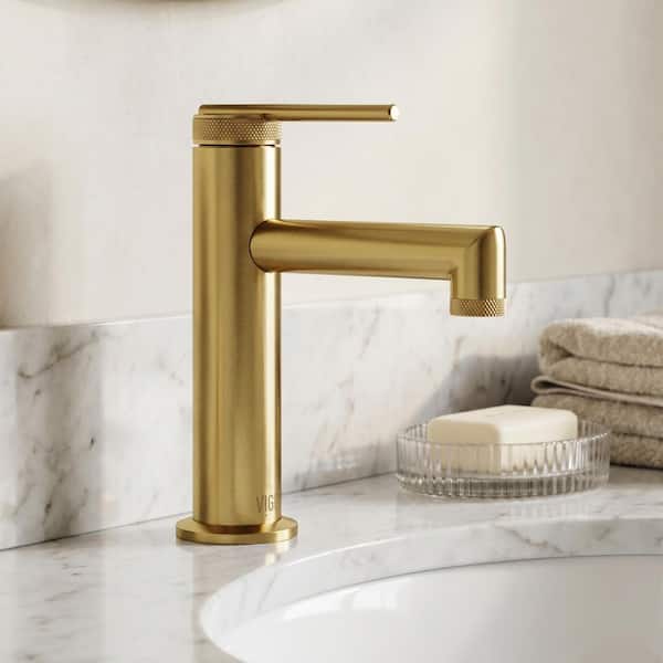 Sterling Single Handle Single-Hole Bathroom Faucet in Matte Brushed Gold