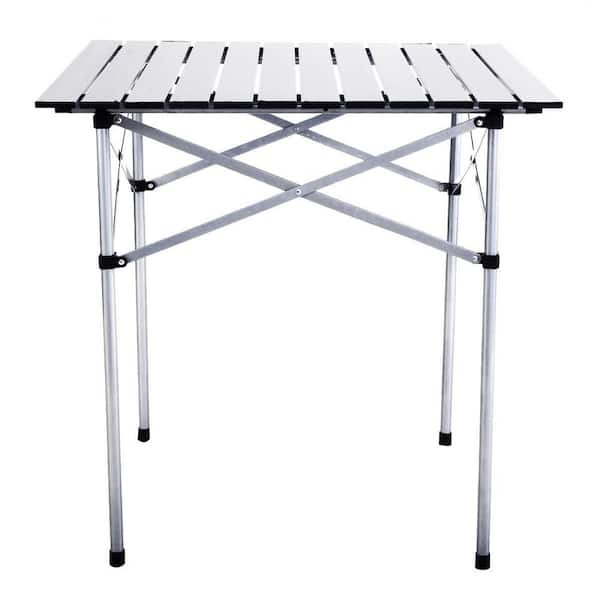 ANGELES HOME Square Roll Up Portable folding Camping Aluminum Picnic Table Picnic Table
