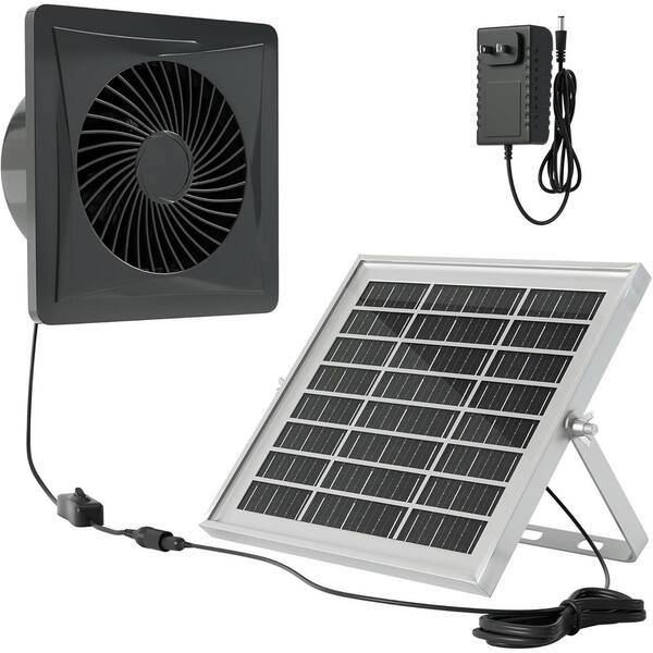 Solar Powered Exhaust Fan - 25W Panel, 8 Inch Vent Fan With 66.6Wh Battery Backup For Greenhouse, Coop, Shed, Ventilation