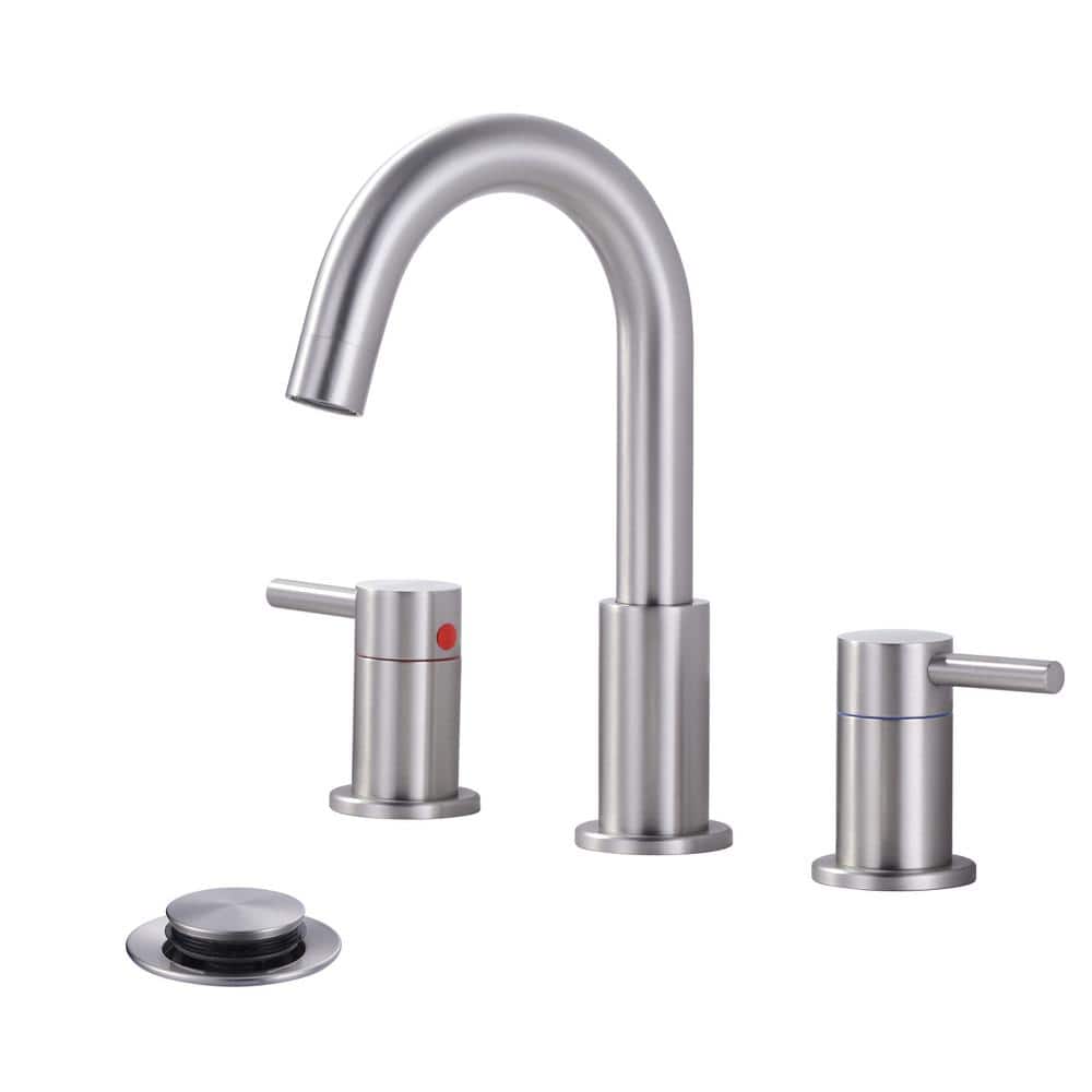ALEASHA Curva 8 in. Widespread Double Handle Bathroom Faucet with Drain ...