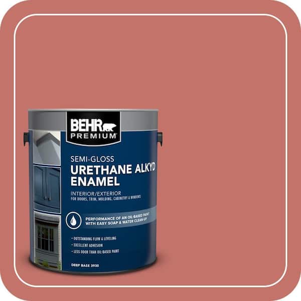 BEHR PREMIUM 1 gal. #PPU1-05A Red Coral Urethane Alkyd Semi-Gloss Enamel Interior/Exterior Paint