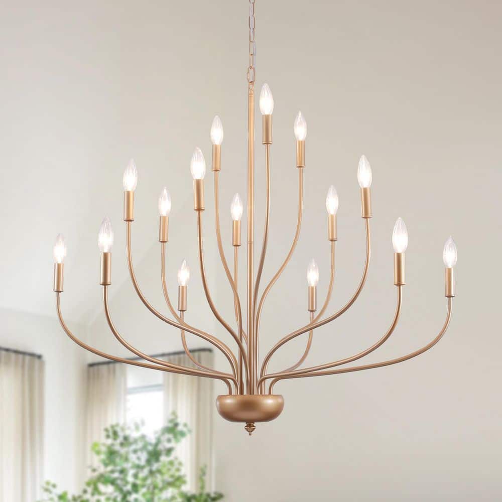 ADSENSTY 15-Light 3 Tier Gold Classic Traditional Candle