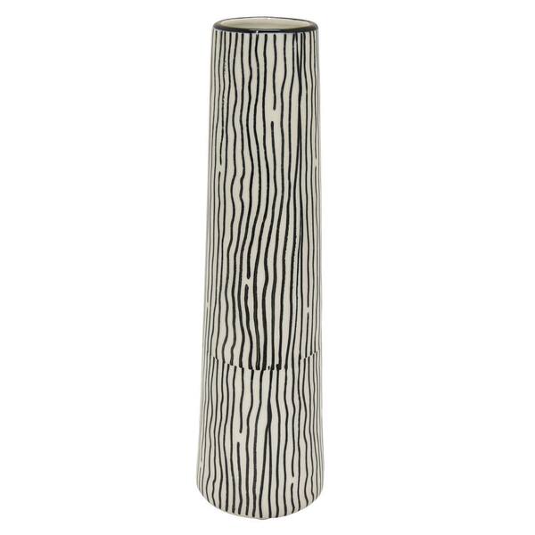 THREE HANDS 15 in. Black Ceramic Vase