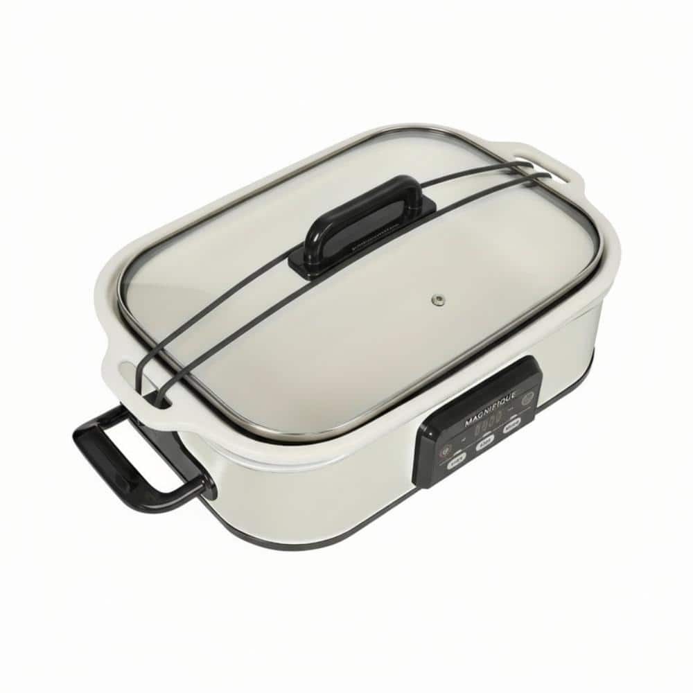 Zing 4-quart White Rectangular Programmable Slow Cooker with
