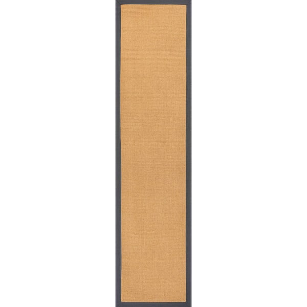 Camden Farmhouse Cottage Border Jute Natural/Dark Gray 2 ft. x 8 ft. Runner Rug