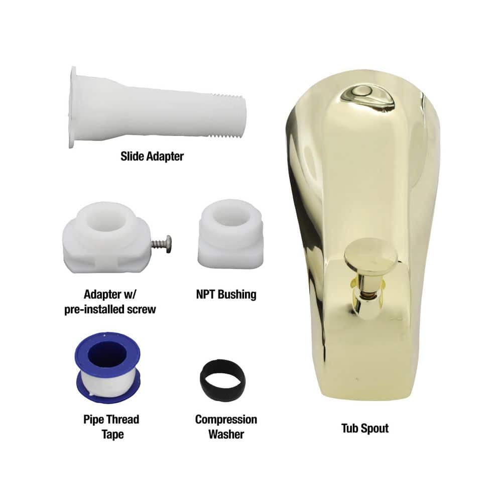 Polished Brass Universal Tub Spout with Diverter