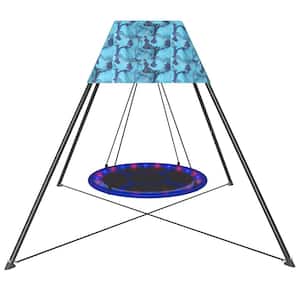 Blue Nest Swing Stand with OXFORD Tent and Nest Swing and LED Strips