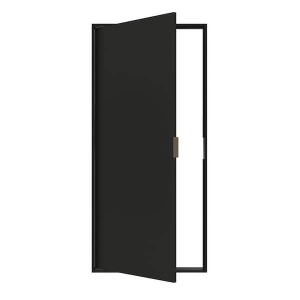 30 in. x 80 in. Unassembled Universal Swing Black Finish Paint-Grade Plywood Flush Mount Hidden Panel Door Kit