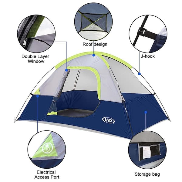 Zeus & Ruta Deep Blue 4-Person Camping Tents, Waterproof