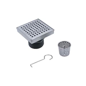 Designline 4 in. x 4 in. Stainless Steel Square Shower Drain with Square Pattern Drain Cover