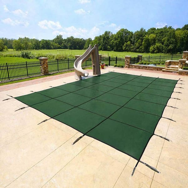 Yard Guard 17 ft. x 32 ft. Rectangular Green Deck-Lock In-Ground Safety Pool Cover