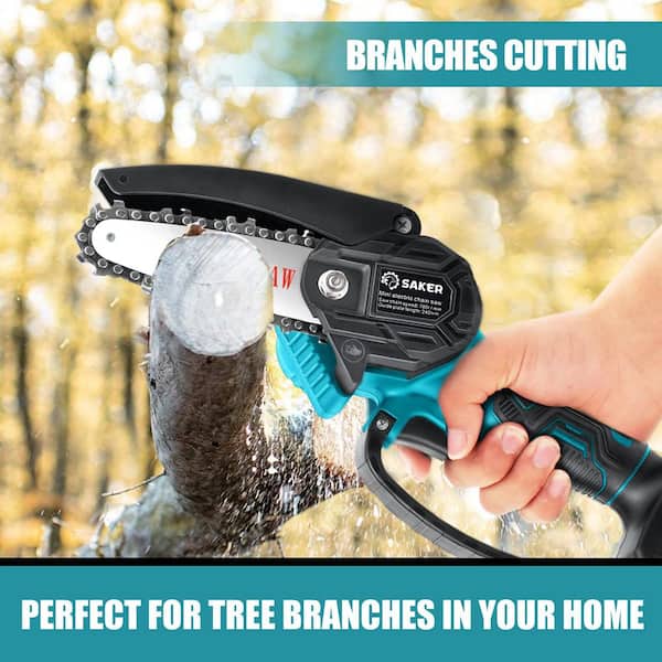 Mini Chainsaw 6 Inch 8 Inch, Cordless Chainsaw with 2 Battery Auto