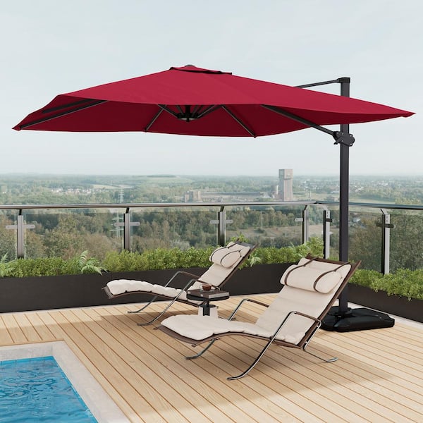 cantilever patio umbrella without base clihome 10ft Square Cantilever Patio Umbrella with Base Red-without Base