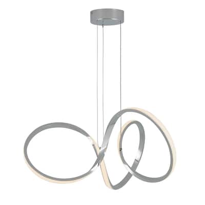 Swirl 30-Watt Integrated LED Chrome Modern Island Light Hanging Pendant Light Chandelier for Kitchen Dining Room