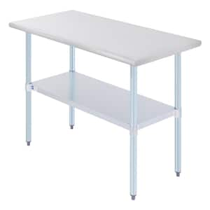 Merra 48 in. Silver Rectangle Console Table Kitchen Table with Adjustable  Galvanized Undershelf and Stainless Steel Top SWT-2448-SB-BNHD-1 - The Home  Depot