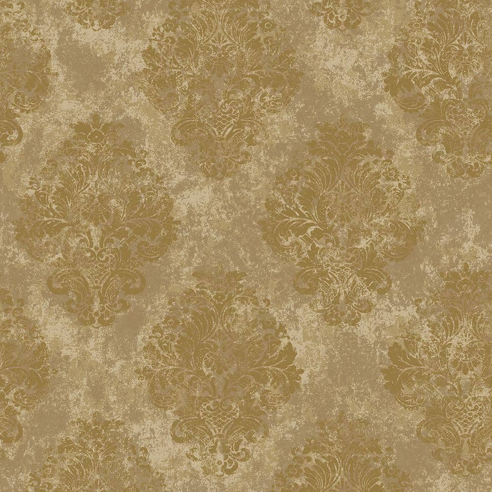 Metallic FX Bronze Damask Non-Woven Wallpaper Sample