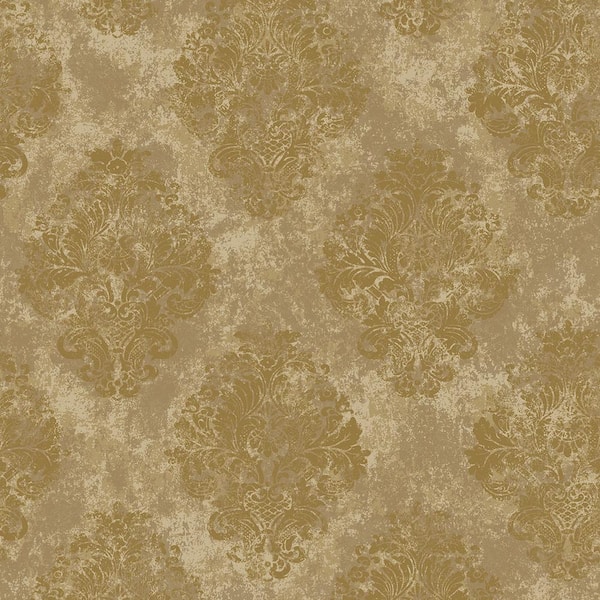 Unbranded Metallic FX Bronze Damask Non-Woven Wallpaper Sample
