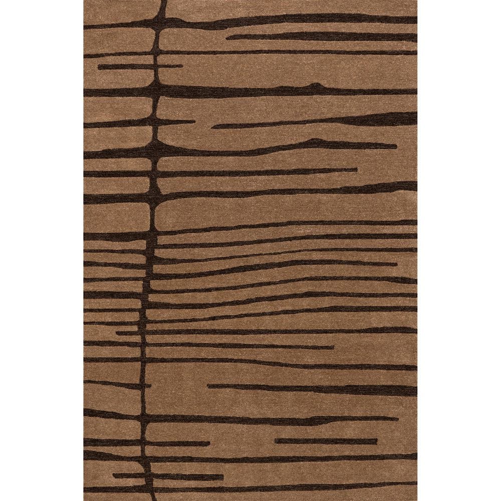 Handmade Brown Striped Wool Rectangular 4' x 6' Area Rug