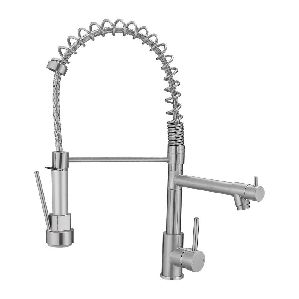 Commercial Single Handle Pull Down Sprayer Kitchen Faucet, Stainless Steel Faucet for Kitchen Sink in Brushed Nickel price history on PriceWatchPro