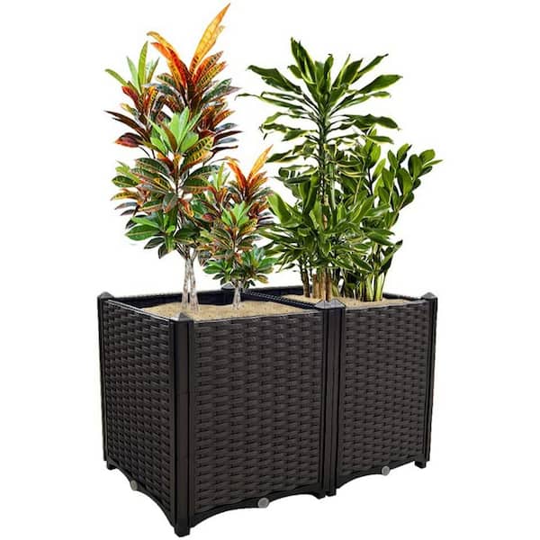 Ejoy Deepened Grow 34 in. x 24 in. x 17 in. Elevated Brown Plastic Garden Planter Box (1-Pack)