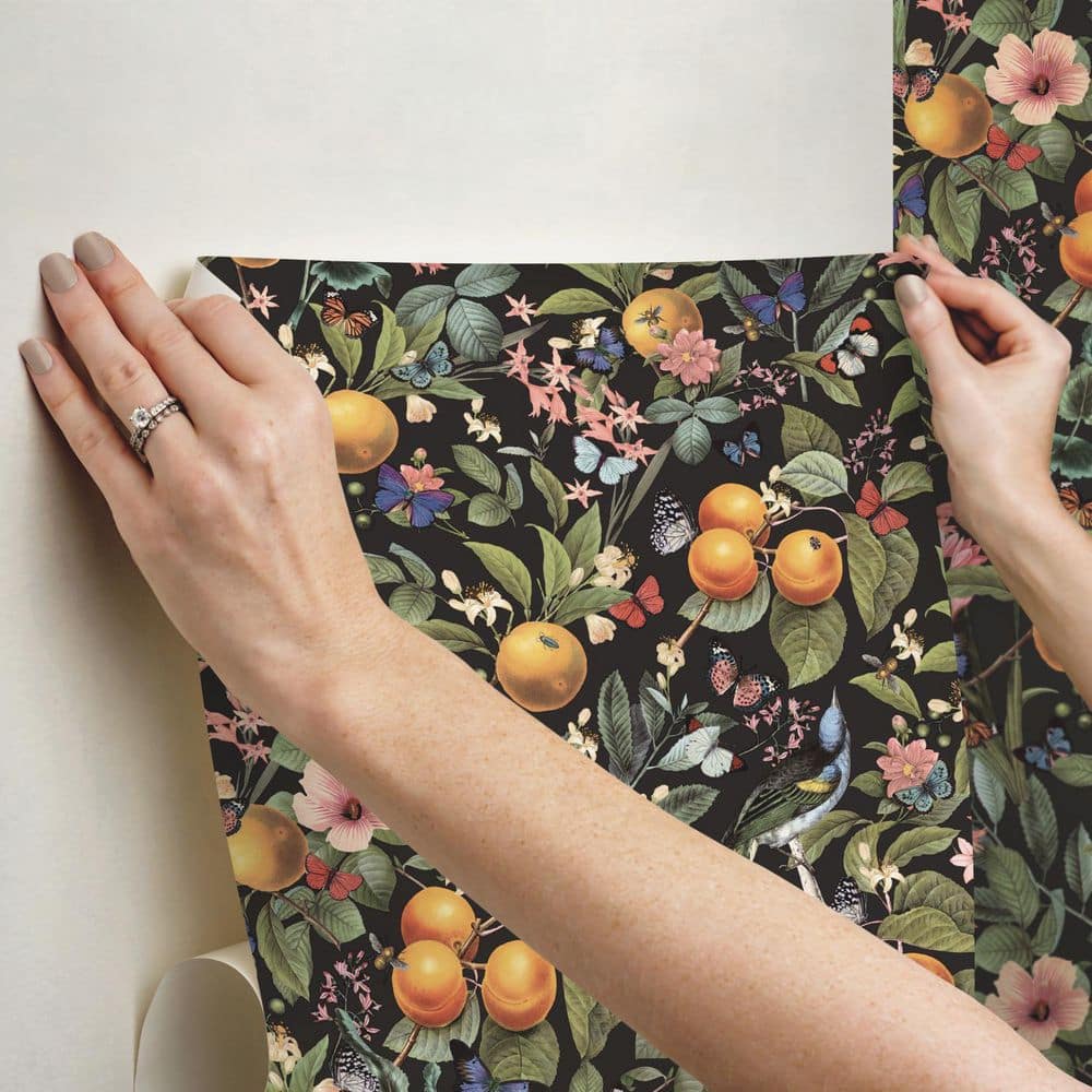 Citrus Botanical Floral Peel and Stick Wallpaper, 20.5" x 18ft