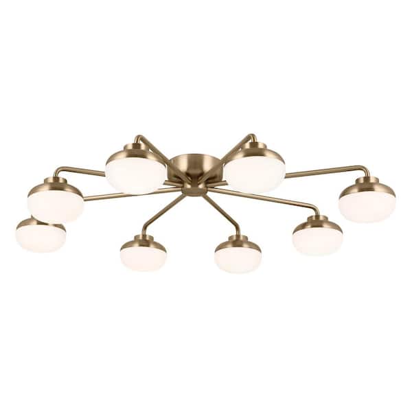 Remy 40.75 in. 8-Light Champagne Bronze Kitchen Modern Integrated LED Semi-Flush Mount Ceiling Light