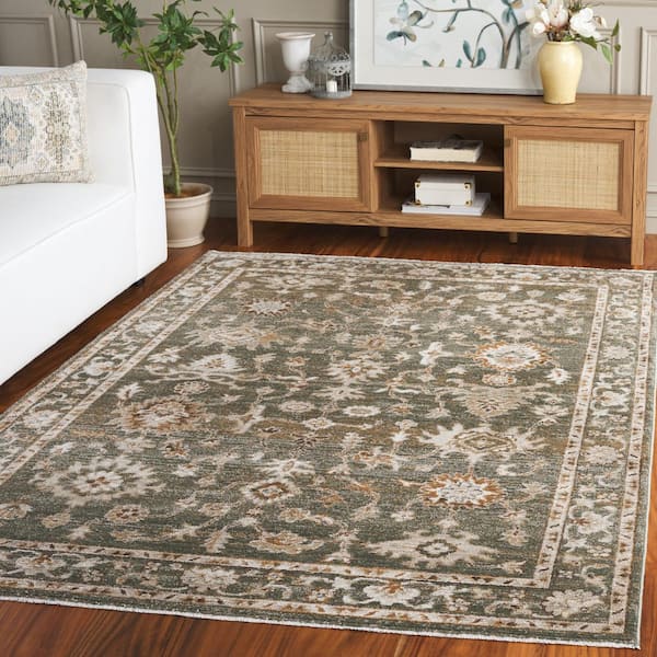 Hazel 8 ft. x 10 ft. Green/Ivory Traditional Abstract Floral Area Rug