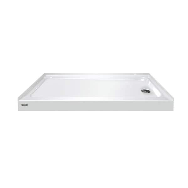 CAYMAN 60 in. L x 32 in. W Alcove Shower Pan Base with Right Drain in White
