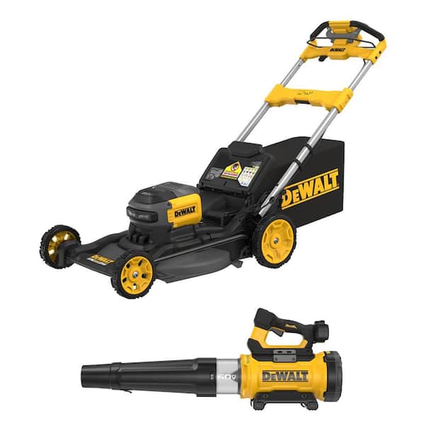 DEWALT FLEXVOLT 2 x 60V MAX 21 in. Cordless Battery Powered Self Propelled Lawn Mower Kit and Blower