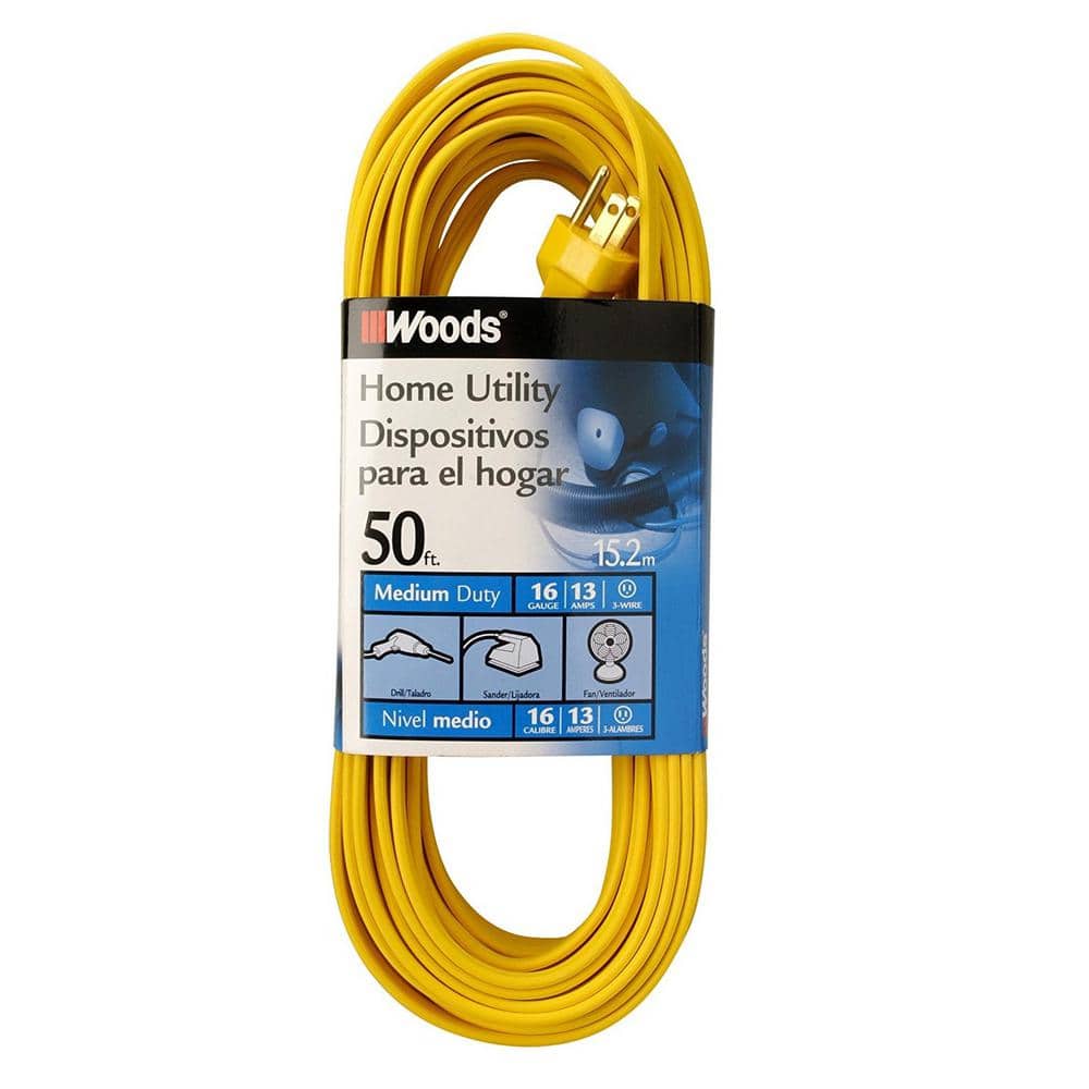 50 ft. 16/3 SPT-2 Flat Indoor Medium-Duty Utility Extension Cord, Yellow price history on PriceWatchPro