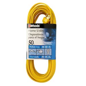 50 ft. 16/3 SPT-2 Flat Indoor Medium-Duty Utility Extension Cord, Yellow