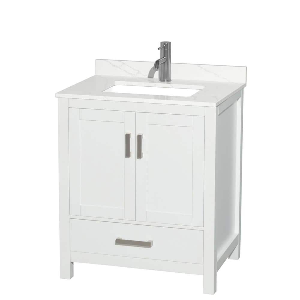 Sheffield 30 in. W. x 22 in. D x 35 in. H Single Bath Vanity in White with Giotto Quartz Top price history on PriceWatchPro