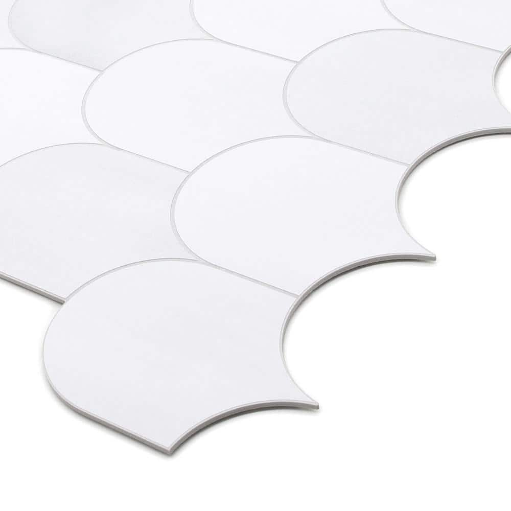White Stone Composite Peel & Stick Mosaic Tile Sheets