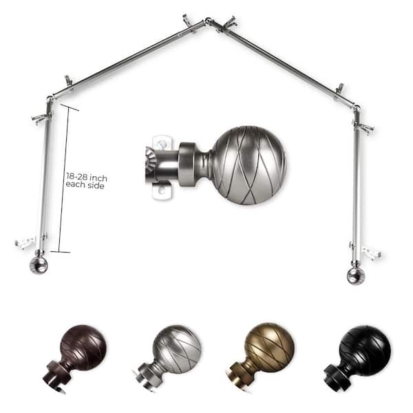 13/16" Arman 4-Sided Bay Window Curtain Rod (18-28 inch each side)-Satin Nickel