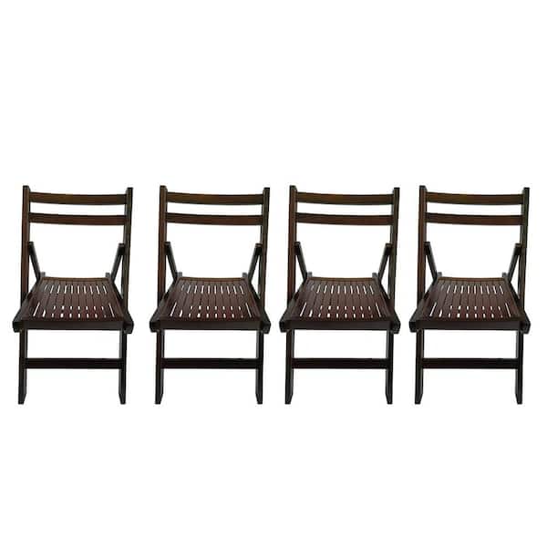 Miscool Anky Cherry Wood Portable Folding Lawn Chairs for Camping (Set of 4)