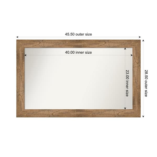 Amanti Art Owl Brown 45.5 in. W. x 28.5 in. Custom Non-Beveled Wood Framed Bathroom Vanity Wall Mirror