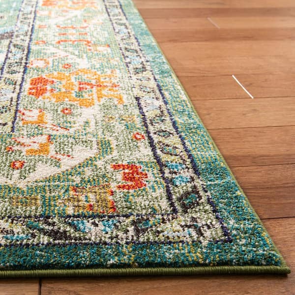 SAFAVIEH - Monaco Forest 8 ft. x 10 ft. Green/Light Blue Border Area Rug