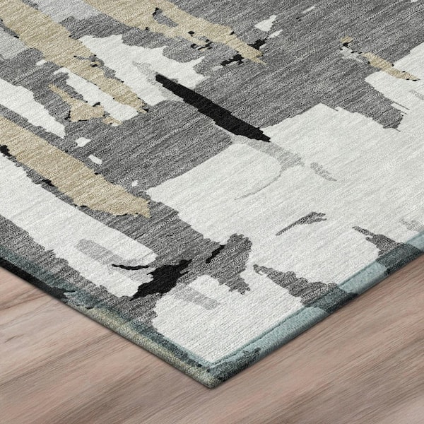 Chantille Machine Washable Indoor/Outdoor Abstract ACN2989 Gray 8 ft. x 10 ft. Area Rug