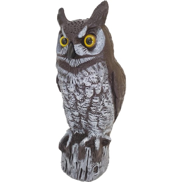 Dalen Great Horned Owl Decoy - 16 in. Lifelike Scarecrow Bird Natural Pest Control