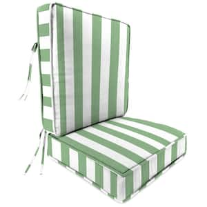 22 in. L x 45 in. W x 4 in. T Outdoor Deep Seat Chair Cushion Set in Awning Stripe Cucumber